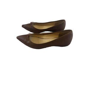Christian Louboutin Women's Brown Leather Pointed Toe Ballet Flats - 35 (US 5)